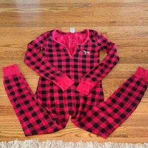 Victoria's Secret Pink and Black Plaid Pajama Set
